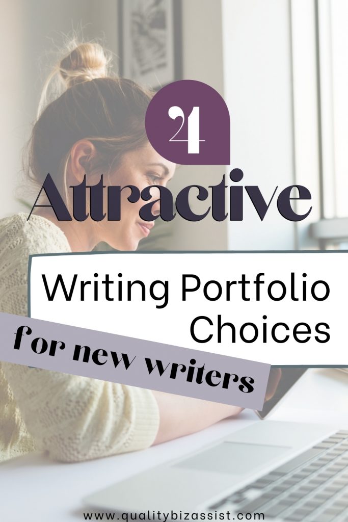 Attractive writing portfolio choices - how to create a portfolio for writing.  Woman sitting at computer using tablet. 